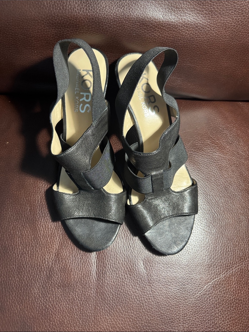 Michael Kors Black Leather Slingback Heels